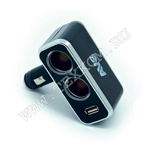 Разветвитель прикуривателя CS211U на 2 гнезда+USB