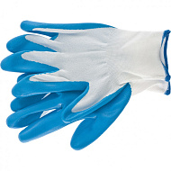 Перчатки полиэфирные с синим нитрильным покрытием маслобензостойкие, L" СИБРТЕХ