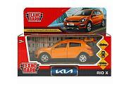 Машина металл KIA RIO X длина 12 см, двери, багаж, инерц, оранжевый, кор. Технопарк в кор.2*3