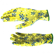 Перчатки садовые из полиэстера с нитрильным обливом (зеленые) "M" Palisad