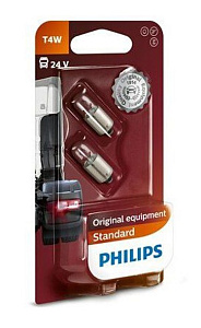 Лампа 24V T4W (BA 9s) (2шт) Philips