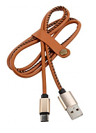 Кабель USB-Type-C/2,1A/leather/brown/1m/REXANT